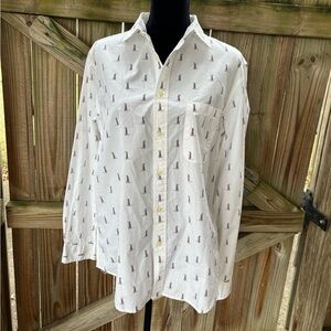 Merona Lighthouse Long Sleeve Button Up Tailored Shirt Size M